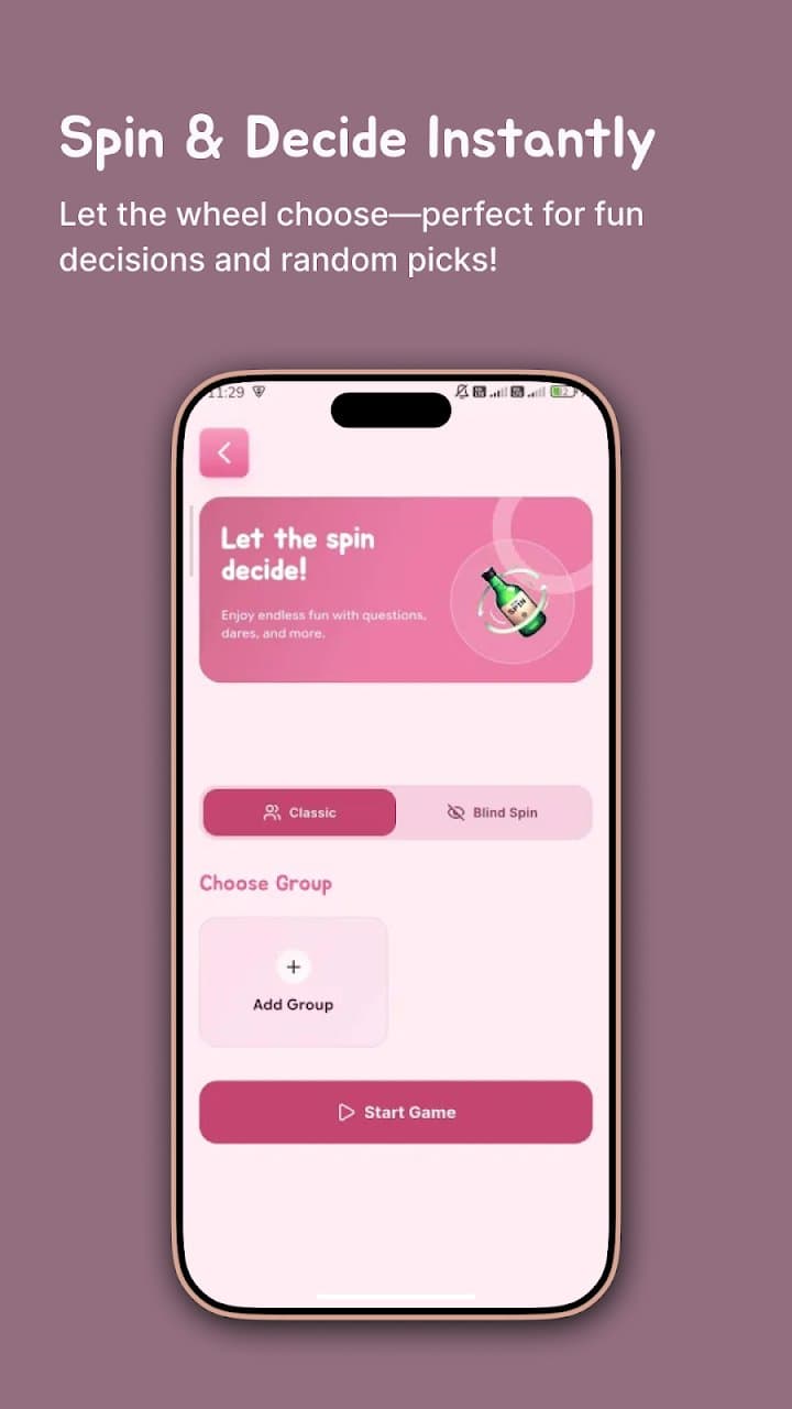 Spin the bottle screen