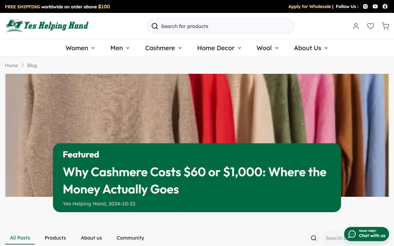Blog on the Yes Helping Hand site
